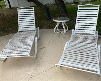 Pool Side Lounge Chairs, Glass Top Pool Side Table