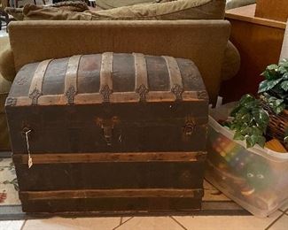 19th Century Domed Steamer Trunk Stagecoach Style Brought from Georgia by Family Member after Civil War. Family Papers Will Accompany Purchase