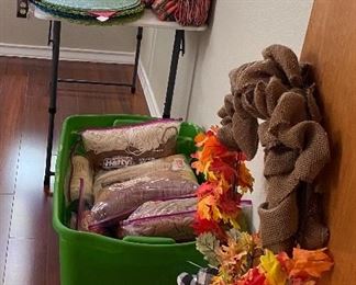 Assorted Children's Clothing, Linen, Fall Wreath, Yarn