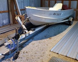 Richline 14' Aluminum V-Bottom Boat With Chrysler Sea King 15 Outboard Motor And Single Axle Trailer
