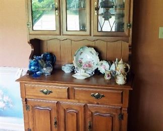 Vintage Young Republic 2 Piece Hard Rock Maple 2 Drawer Hutch, 72" x 84" x 19"