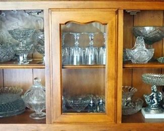 Crystal Sherri Glasses, Sherbet Cups, Bud Vases, Serving Bowls, Salt And Pepper Shakers, And More, Contents Of 2 Shelves