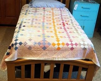 Twin Size Bed Frame Including Headboard Foot Board, Side Rails, Mattress And box Spring