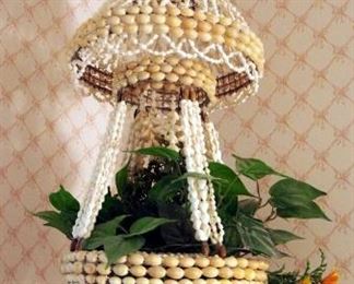 Vintage Boho Shell Plant Hanger, 32" Tall, 12" Diameter