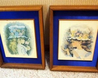 Framed Mated A. Gaverio Prints, Qty 2, 17" x 13"