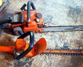 Kioritz Echo Gas Powered Chain Saw With 16" Bar, Includes Extra Bar Chain And Electric Hedge Trimmer