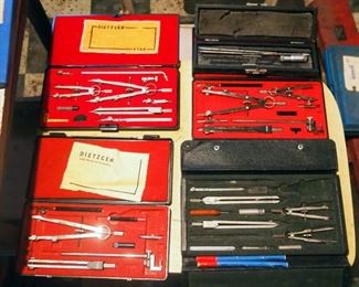 Dietzgen Compass Sets, Qty 3, And Charvos Compass Set