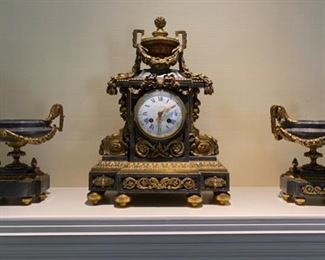 French marble clock garniture
