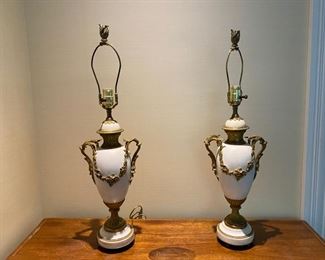Pair gorgeous French marble lamps