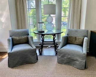 $750.00 Pair of Lee armchairs 33 1/2"h x 28"w x 31"d