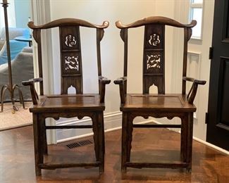 $1400.00 Pair Chinese yoke back armchairs 47"h x 26 3/4" w x 21"dd