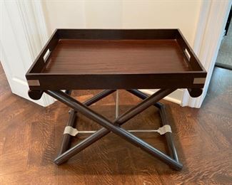 $850.00 Coach leather x-form tray table/stool                                         21"h x 24"w x 17"d