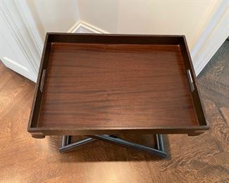 $850.00 Coach leather x-form tray table/stool 21"h x 24"w x 17"d