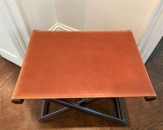$850.00 Coach leather x-form tray table/stool 21"h x 24"w x 17"d