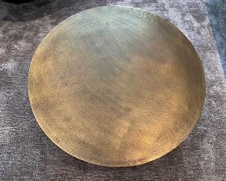 $350.00 Brass drum coffee table 14"h x 30" diameter