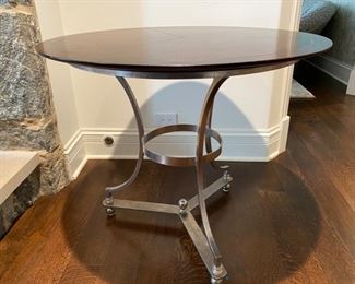 $425.00 Wood & chrome table 34"H x 29 1/2"D