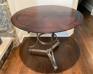 $425.00 Wood & chrome table 34"H x 29 1/2"D
