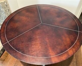 $425.00 Wood & chrome table 34"H x 29 1/2"D