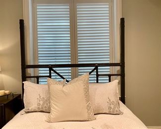 $1200.00 Painted bamboo four poster queen bed 80"h x 83 1/2"l x 66 1/2"w