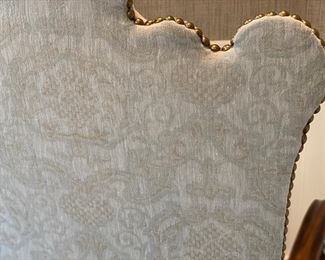 $4500.00 French custom inlaid walnut dining table offered with a pair of Alfonso Marina armchairs & 8 Ralph Lauren barley twist side chairs