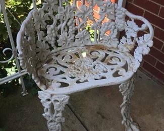 White metal chair.