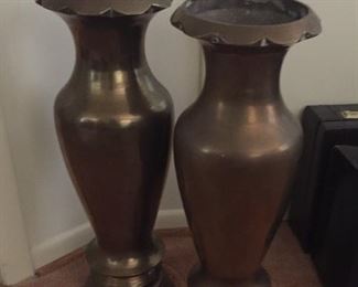 Large heavy brass urns/vases.