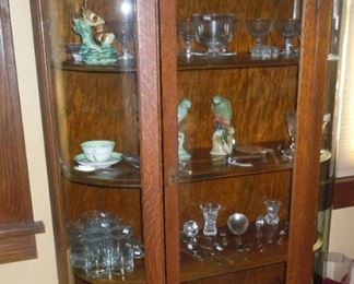 Oak Curio Cabinet with Treasures
