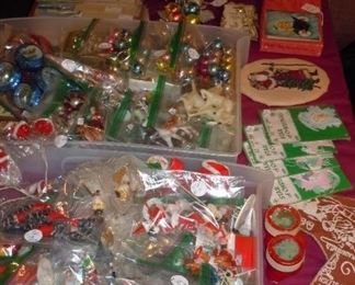Vintage Christmas craft items, cards, tags, etc.