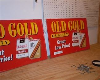 Two vintage Old Gold signs