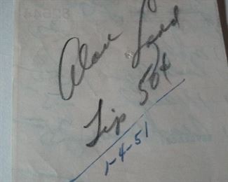 Autograph of movie star Alan Ladd