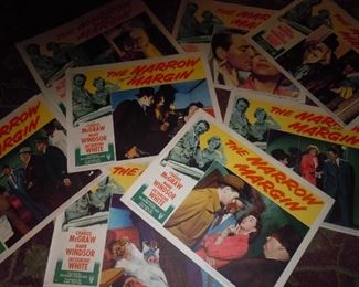 Set of 8 lobby cards from the film noir classic "The Narrow Margin"  All autographed by star Jacqueline White