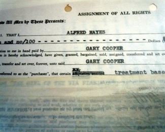 Contract signed by Gary Cooper