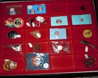 Political buttons and a few pieces of jewelry