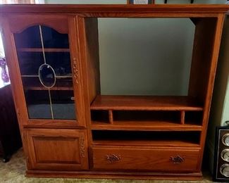 Immaculate Wood and Glass Entertainment Center