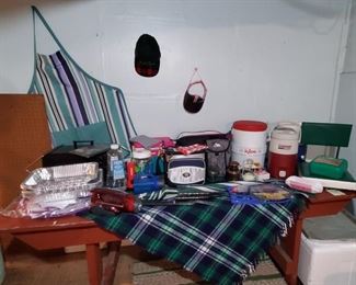 A plethora of picnic and outdoor items.