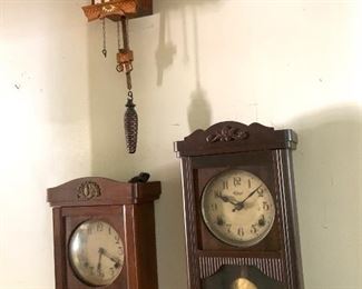 just a few of the antique clocks
