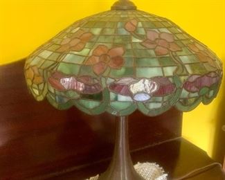 antique Handel lamp with lead-glass shade 