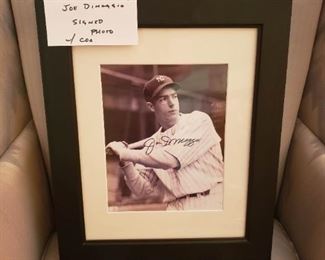 Framed signed Joe DiMaggio photo w/ coa