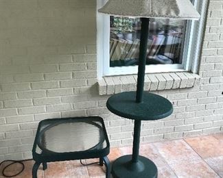 Patio lamp and table