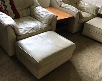Leather chairs and ottoman