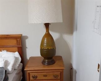 Pottery lamp and nightstand