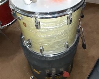 Rhythm Tech Tambourine and Ludwig Pearl 1960's drum with case