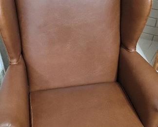 Leather winged back chair