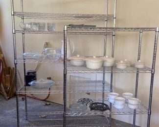 Assorted Kitchen Items Stainless Steel Wire Shelving