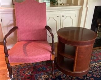 Upholstered Mahogany Armchair Table