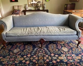 Vtg Camelback Upholstered Sofa