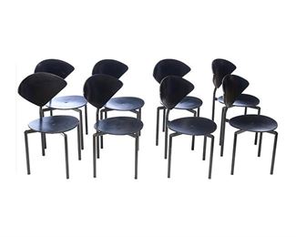 Set of 8 Danish Mid-Century dining chairs, Atomic motif