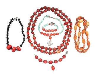 Collection of Coral Turquoise Jasper Bead Jewelry