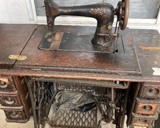 Old treadle sewing machine