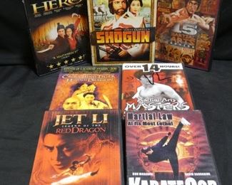 Martial Arts Films including Shogun, Jet Li Hero, 15 Martial Arts Movies, Crouching Tiger Hidden Dragon, Martial Arts Masters, Jet Li Legend of the Red Dragon, and Karate Cop. 